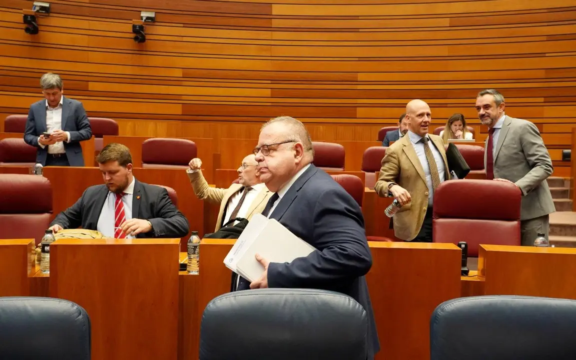 El consejero de Sanidad, durante el pleno de las Cortes.