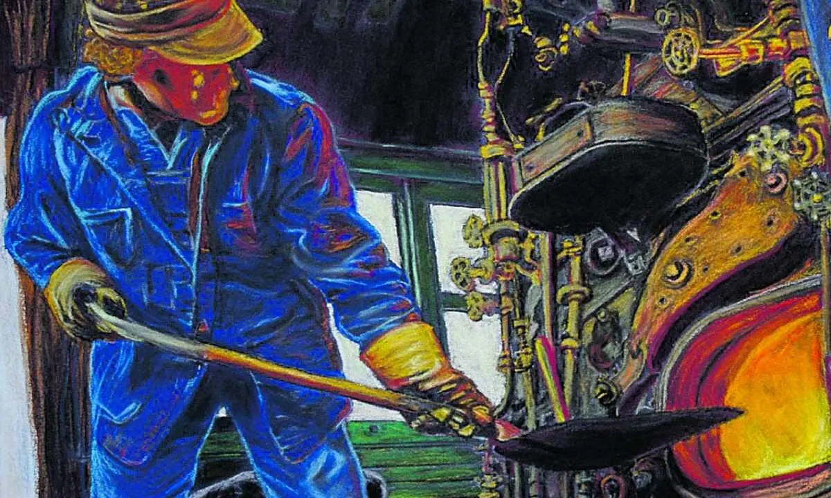 El Pozo Julia de Fabero abre este jueves la exposición 'Al calor del carbón’, de la pintora Conchi Casado Sulé, que acerca al visitante al esplendor que vivieron las cuencas mineras.