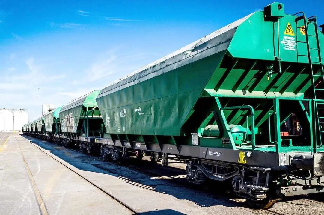 Imagen de un grupo de vagones de Renfe Mercancías.