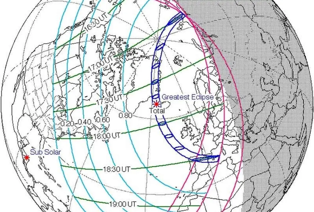 Evolución del eclipse según los datos de la NASA.