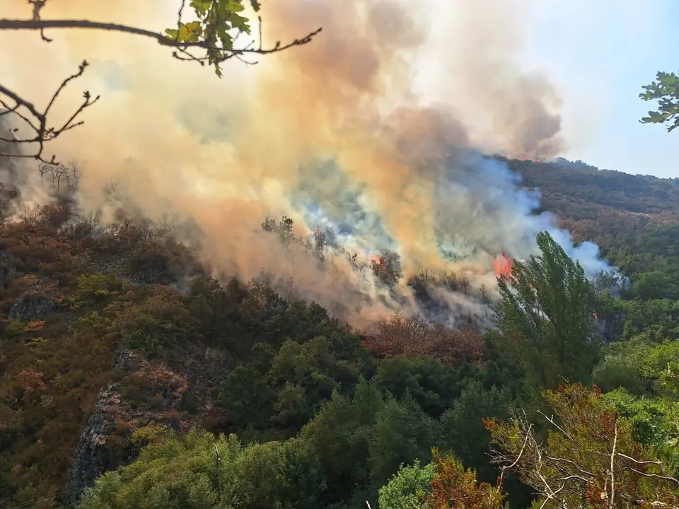 Las llamas del incendio de Gara&ntilde;o este martes. Foto: Brif Lubia