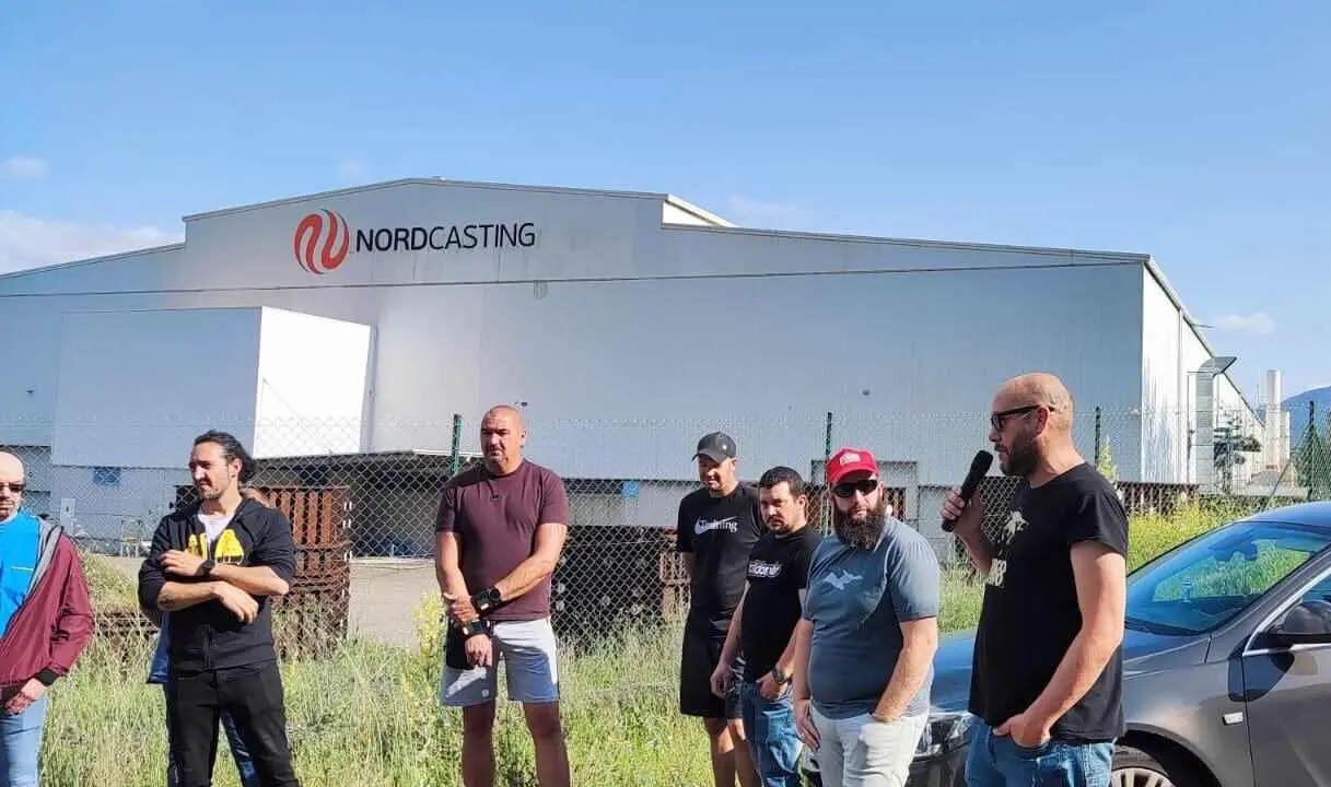 Trabajadores de Nord Casting durante la crisis de 2023.