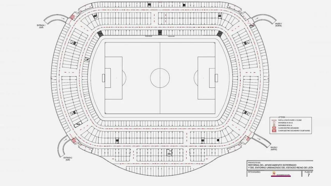 Imagen del aparcamiento subterráneo del estadio Reino de León.