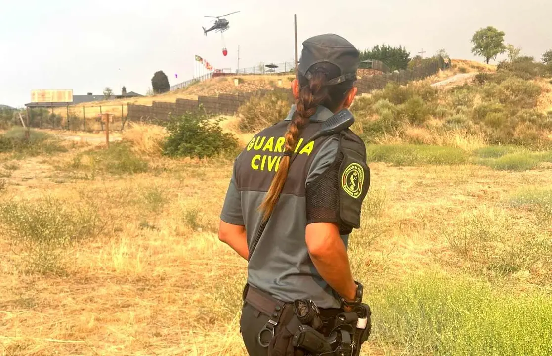 Una agente de la Guardia Civil, durante las labores de vigilancia.
