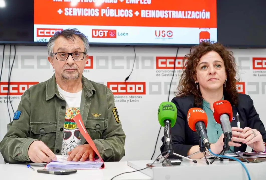 Representantes sindicales de UGT y CCOO valoran los datos del parto en León.