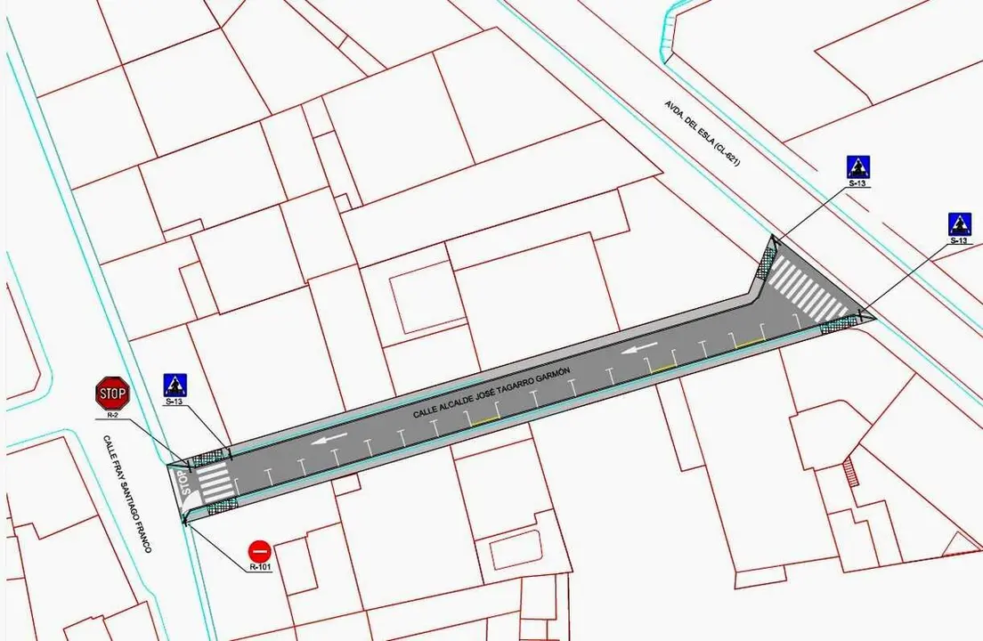 Imagen de la planta de la calle cuya reforma se acomete en Santa María del Páramo.