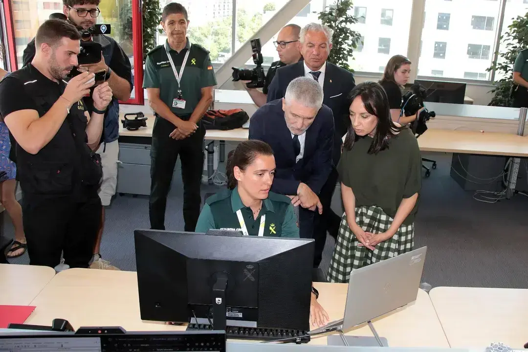 El ministro de Interior, Garde Marlaska, durante la presentación de la 'cibercomandancia' en Incibe.