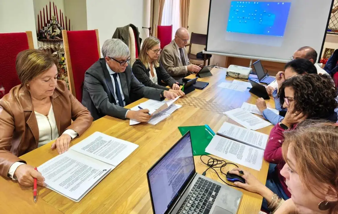 Imagen de la Comisión de Patrimonio con el delegado de la Junta al frente de la misma.