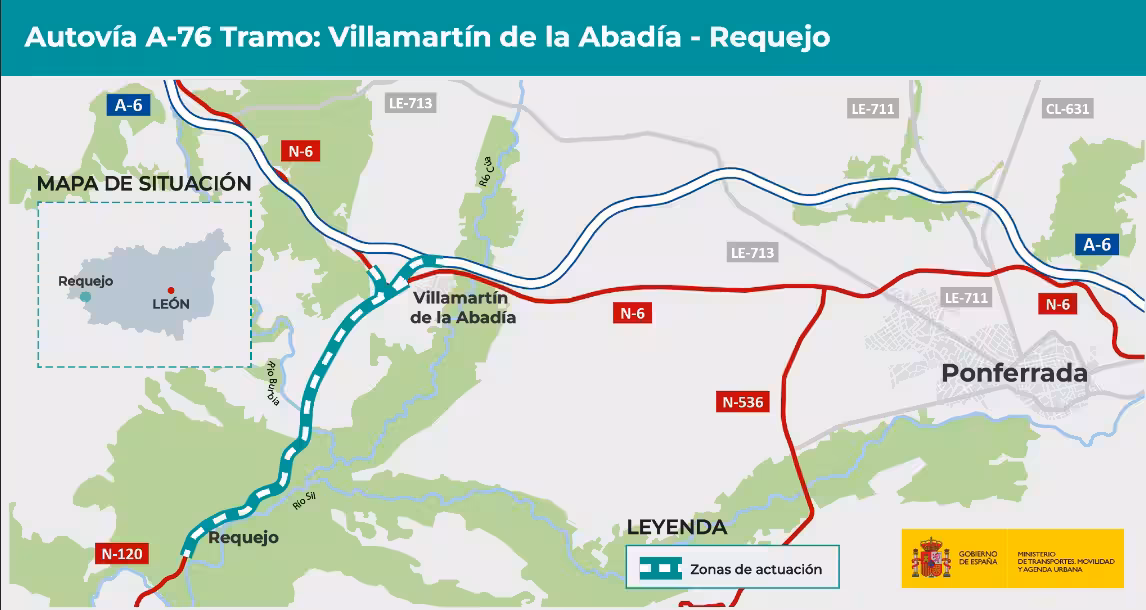 Infografía del primer tramo de la A-76 entre Villamartín de la Abadía y Requejo.