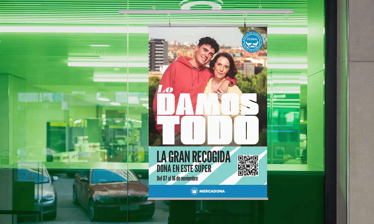 Imagen de un cartel de la Gran Recogida de Alimentos en Mercadona.