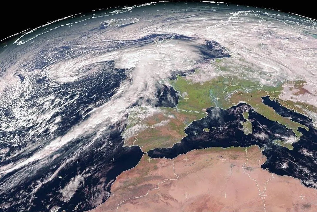 Imagen de satélite de la borrasca Claudia entrando en la península. Foto: Eumetsat