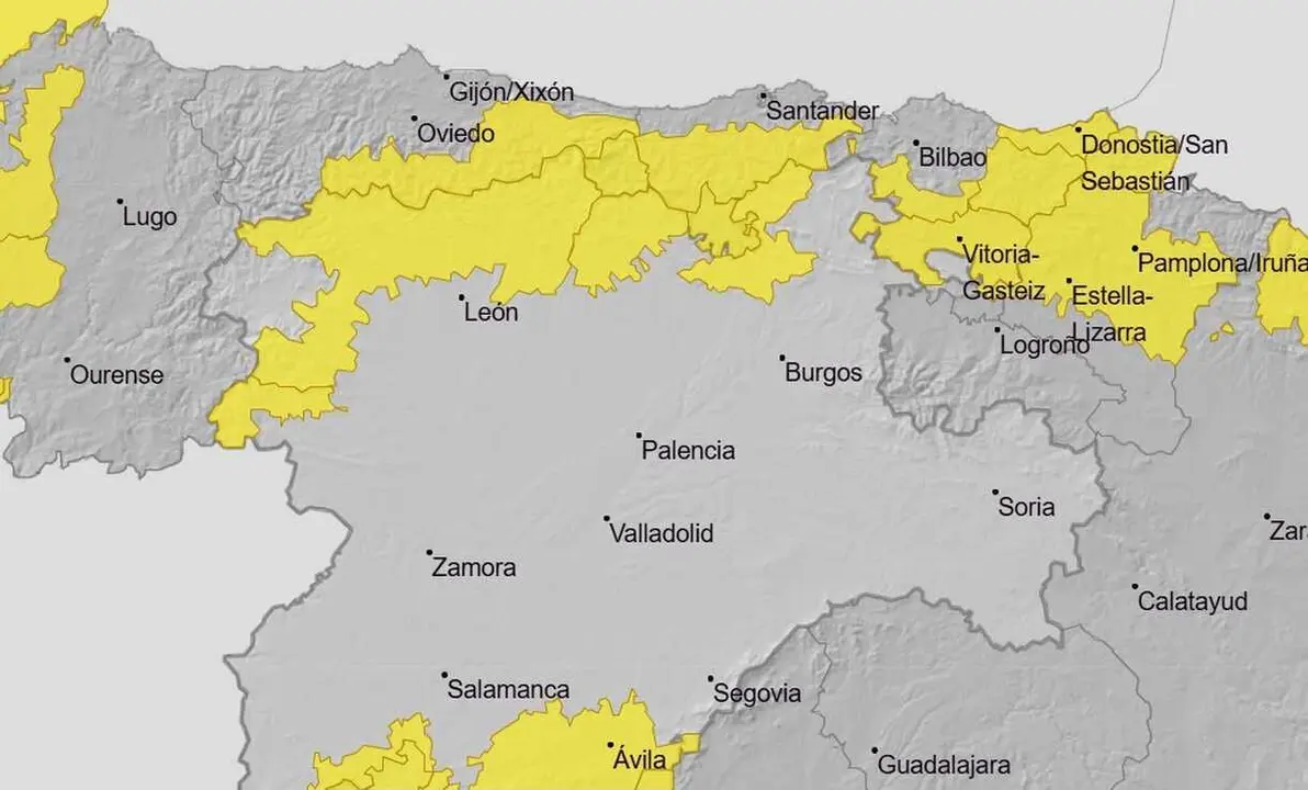 Imagen de la alerta amarilla en la provincia de León.