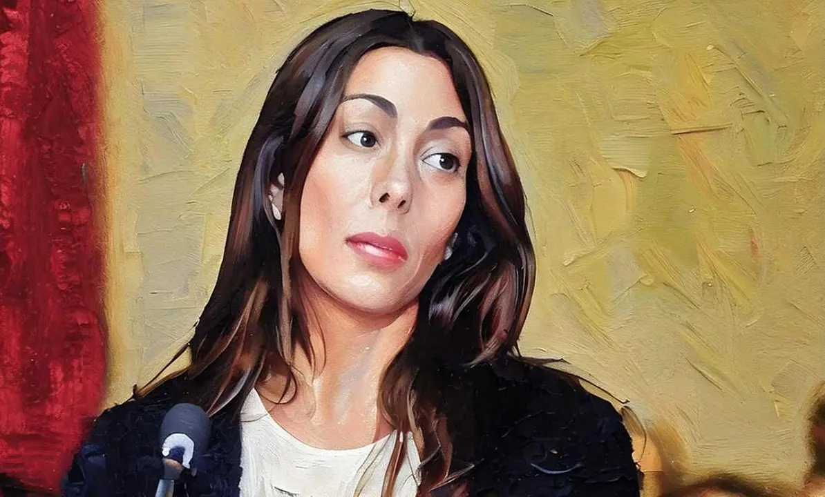 Raquel Gago, durante el juicio, en una recreación digital al óleo.