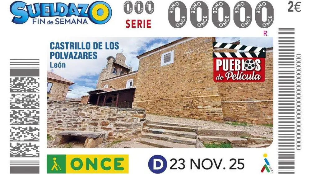Castrillo de los Polvazares (Le&oacute;n) protagoniza el cup&oacute;n de la ONCE del pr&oacute;ximo domingo, 23 de noviembre, dentro de la serie &lsquo;Pueblos de pel&iacute;cula&rsquo;, del que se pondr&aacute;n a la venta cinco millones y medio de boletos. Foto: ONCE