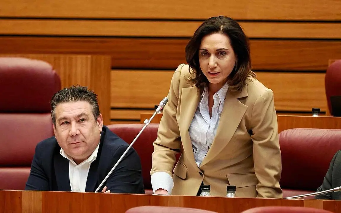 La procuradora de UPL, Alicia Gallego, junto al portavoz leonesista, Luis Mariano Santos.