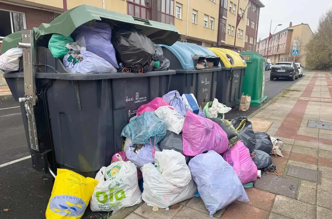Imagen de los contenedores de basura, este viernes, en San Andrés del Rabanedo.