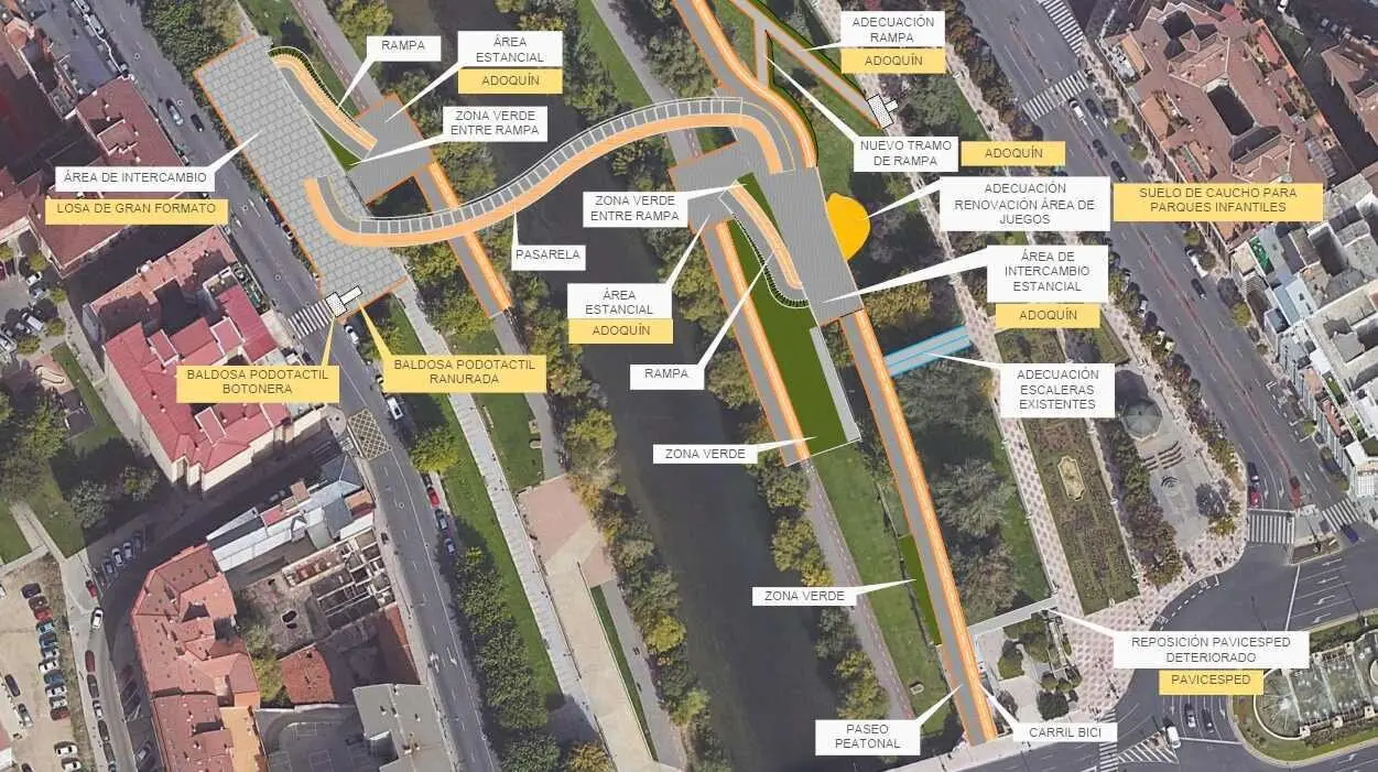 Imagen de la nueva pasarela sobre el Bernesga.