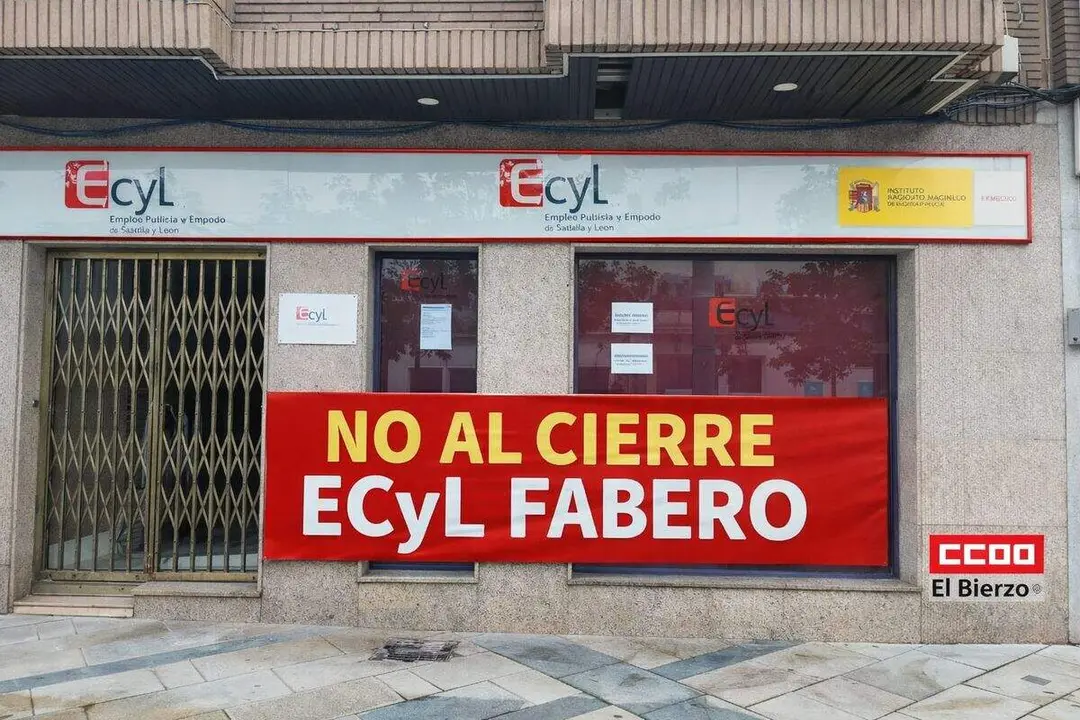 CCOO El Bierzo denuncia que el cierre de la oficina del Ecyl de Fabero supone &ldquo;un nuevo golpe a las comarcas mineras&rdquo;. Foto: CCOO