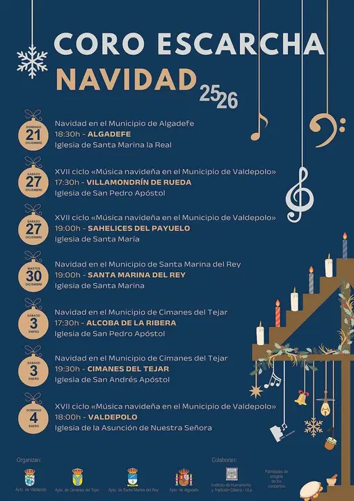 Cartel de los conciertos que realizar&aacute; Escarcha esta Navidad.