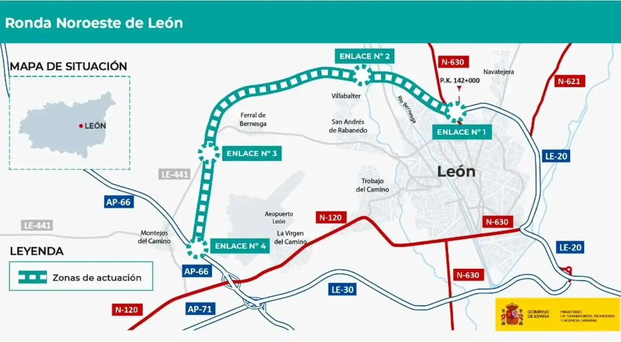 Imagen del proyecto de Ronda Norte para Le&oacute;n, una de las pocas ciudades a nivel nacional que no tiene finalizada su circunvalaci&oacute;n.