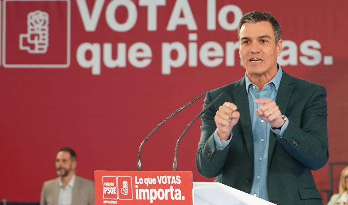 El secretario general del PSOE y presidente del Gobierno, Pedro S&aacute;nchez, participa en un acto p&uacute;blico en Valladolid