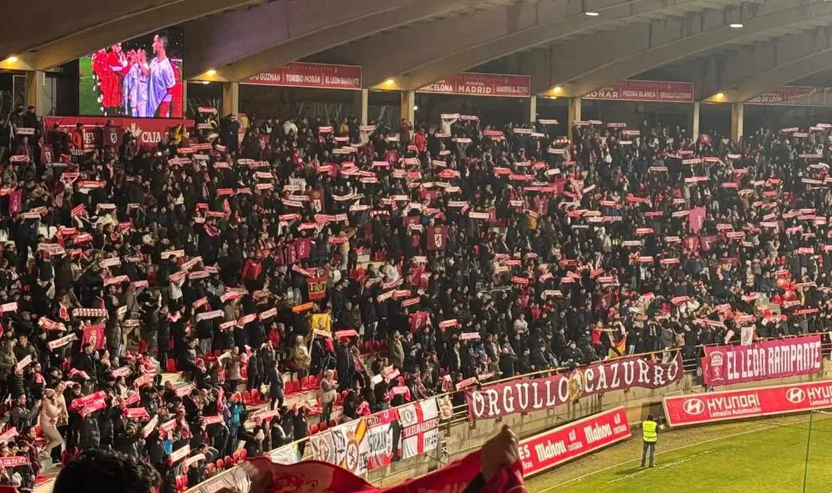 La afici&oacute;n de la Cultural, este martes, en el Reino de Le&oacute;n.