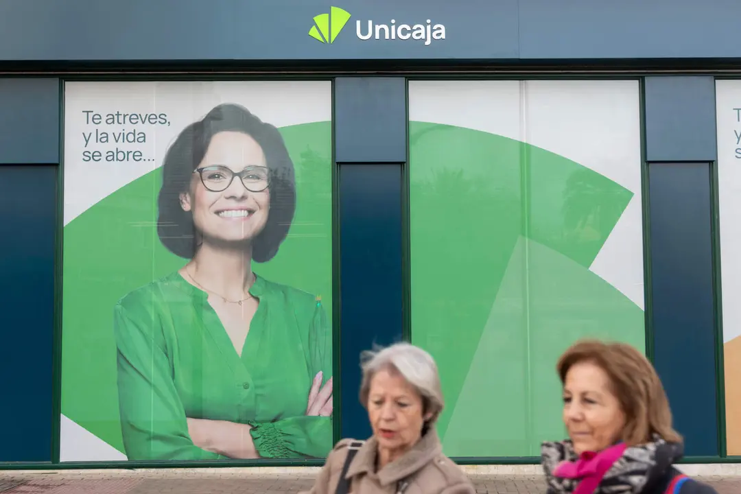 Imagen de una oficina de la entidad financiera Unicaja.