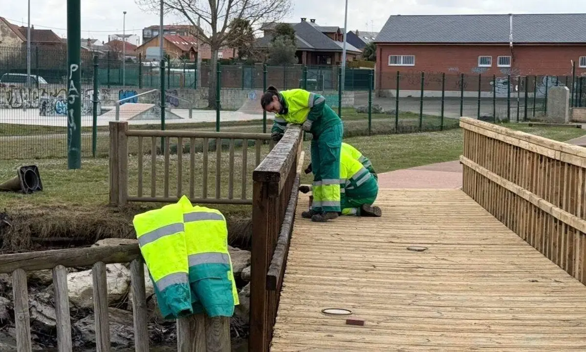 Operarios municipales trabajan en el parque de los Patos de San Andr&eacute;s. Foto: Ayto. San Andr&eacute;s.