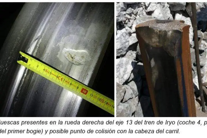 Muescas en las ruedas recogidas en el informe.