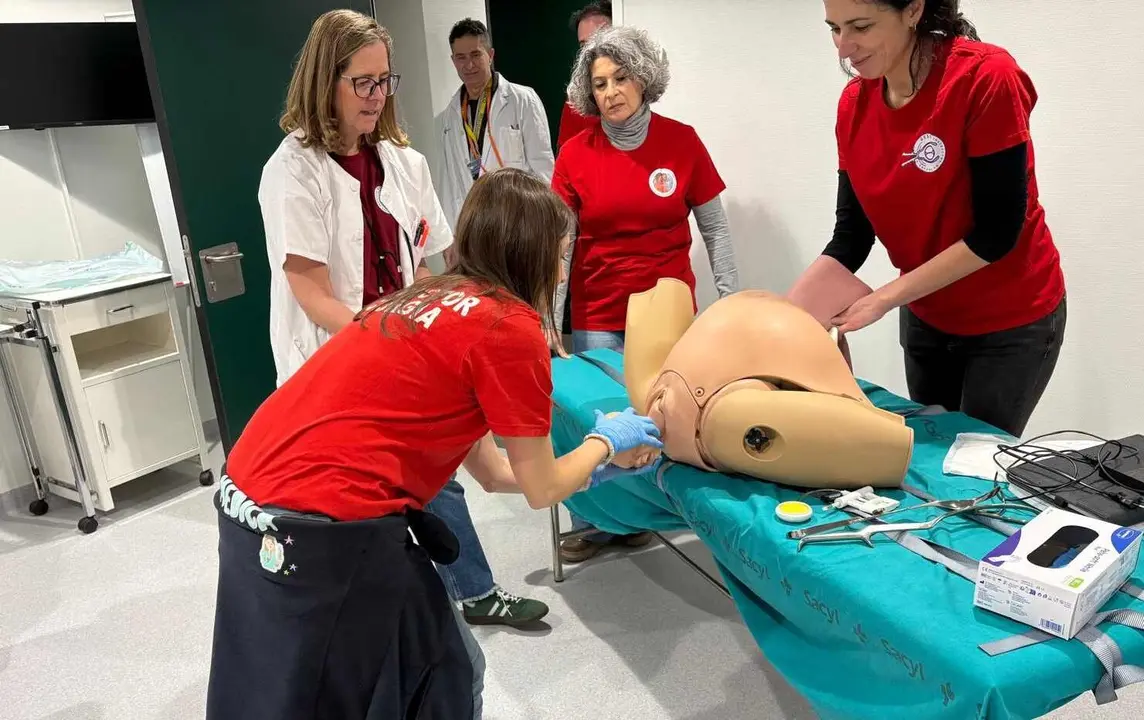 Simulaci&oacute;n cl&iacute;nica de partos dif&iacute;ciles; en la imagen, un instante del curso.