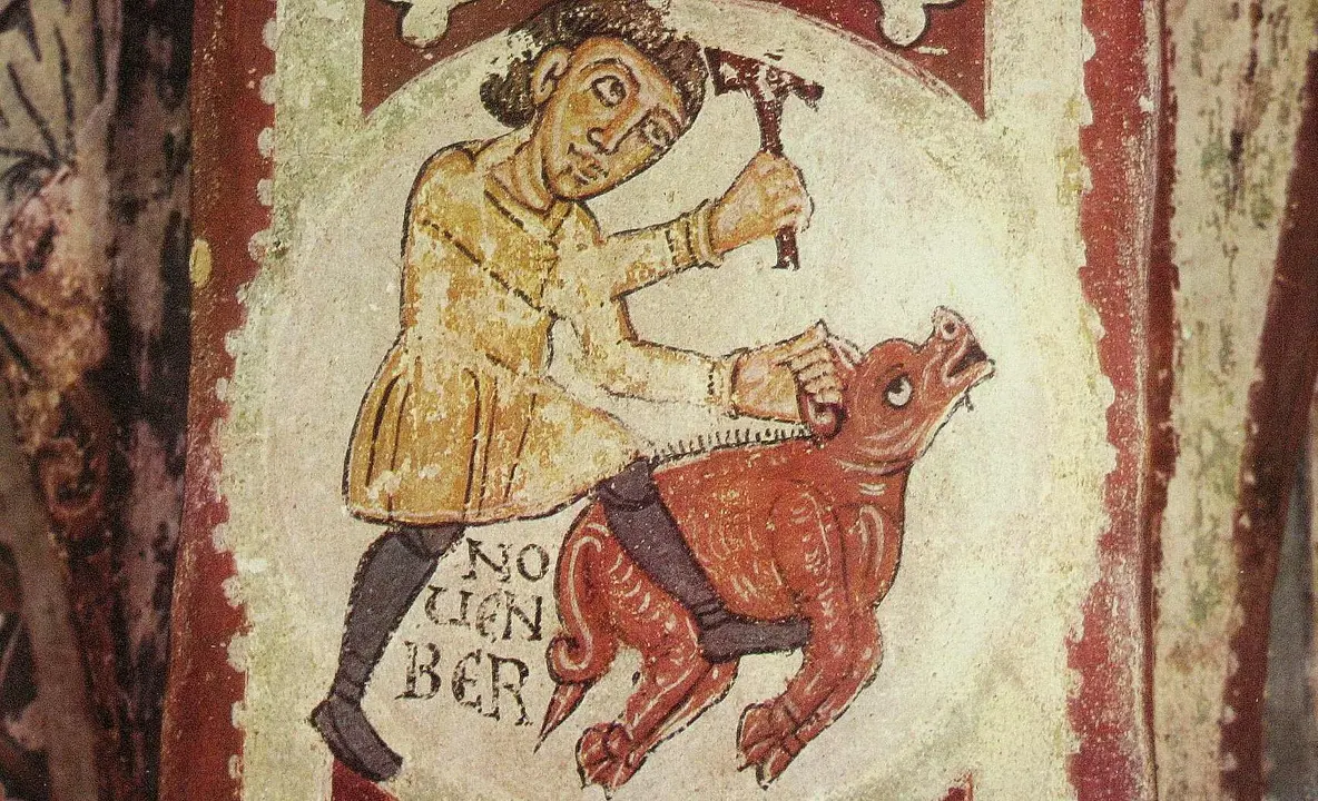 Imagen de la matanza en el calendario agr&iacute;cola en San Isidoro.