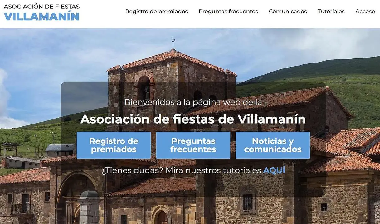 Imagen de la web habilitada por la comisi&oacute;n de fiestas de Villaman&iacute;n.