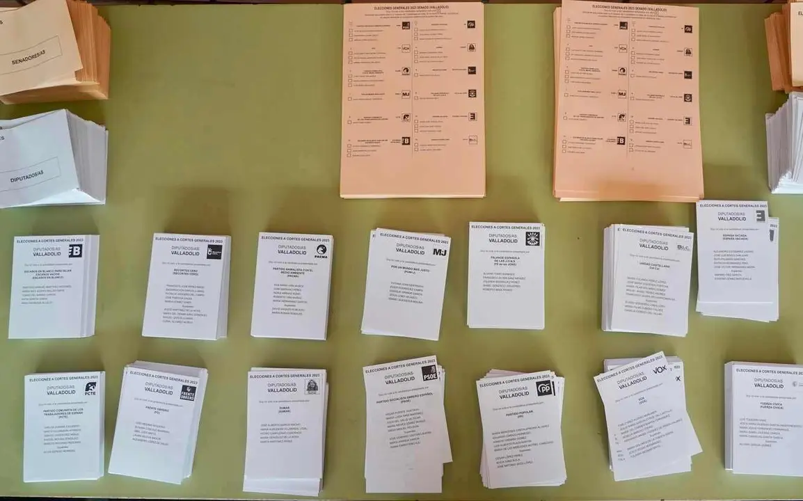 Papeletas de las elecciones a las Cortes Generales.