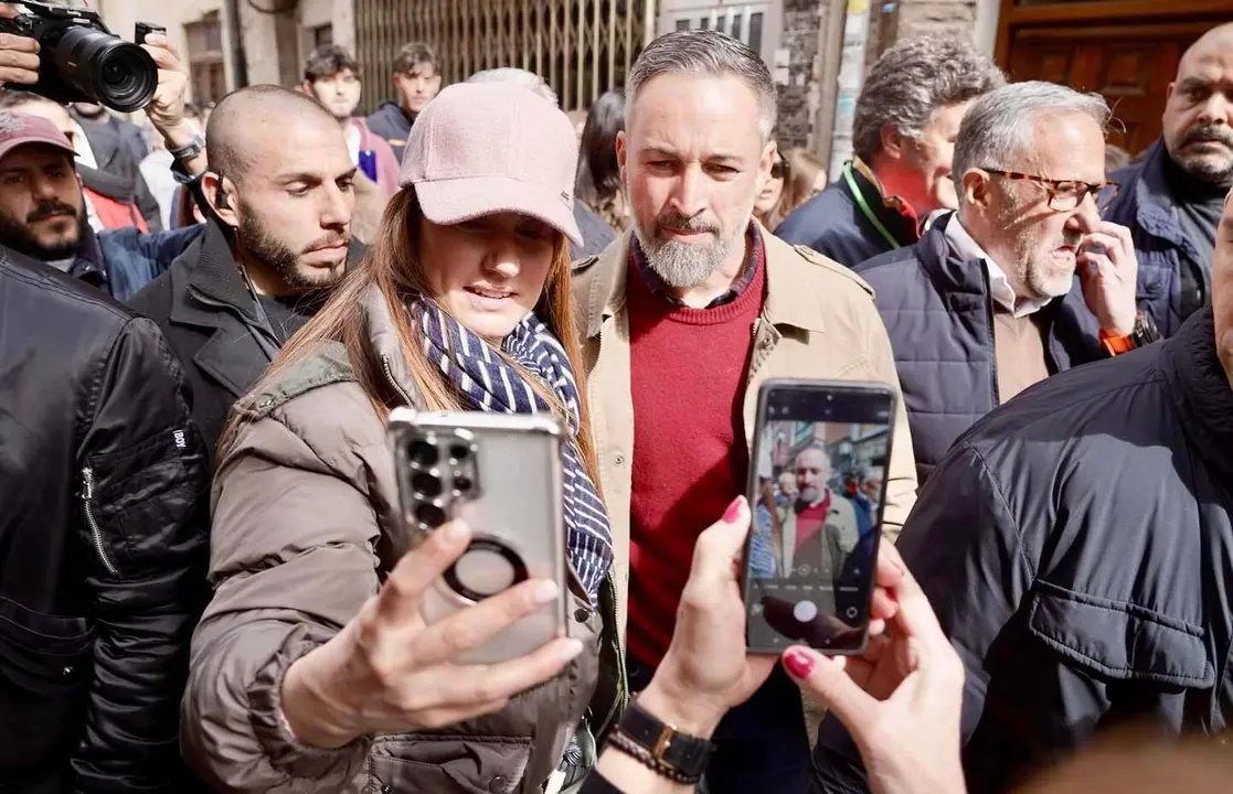 El presidente de Vox, Santiago Abascal, durante una visita a Tordesillas.