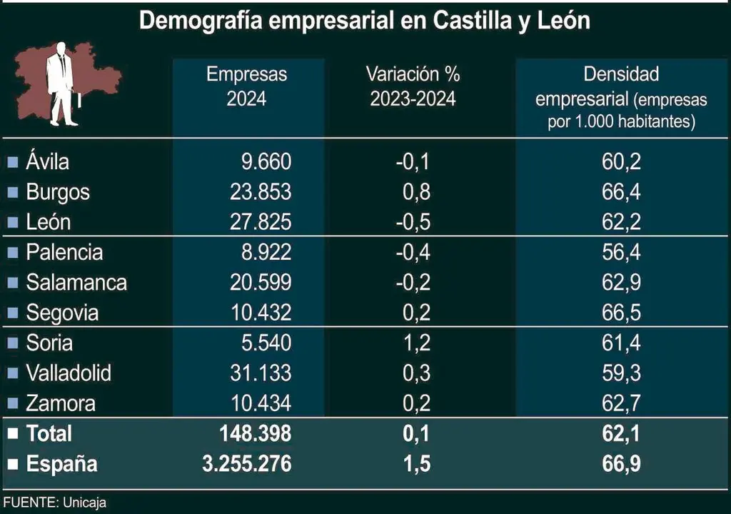 Demograf&iacute;a empresarial en Castilla y Le&oacute;n.