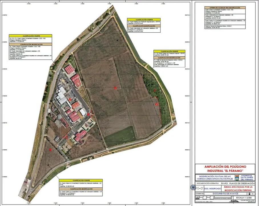 Plano de ampliaci&oacute;n del pol&iacute;gono industrial de Santa Mar&iacute;a del P&aacute;ramo.