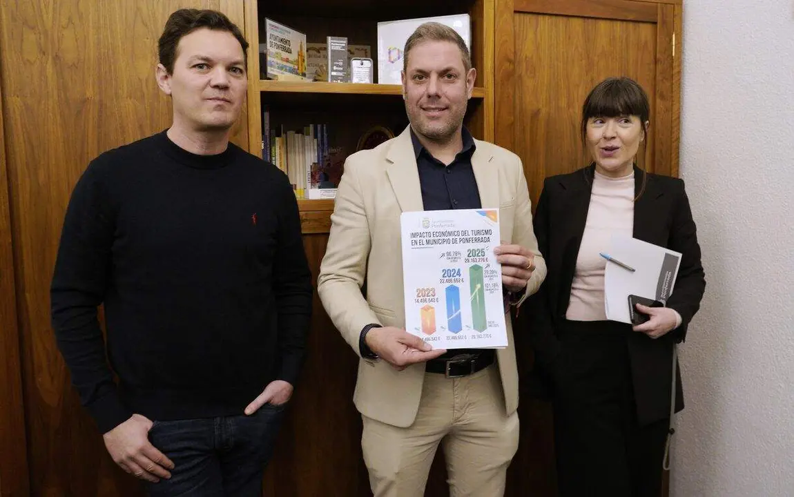 El concejal de Turismo del Ayuntamiento de Ponferrada, Iv&aacute;n Alonso, durante la presentaci&oacute;n de los datos de turismo del municipio