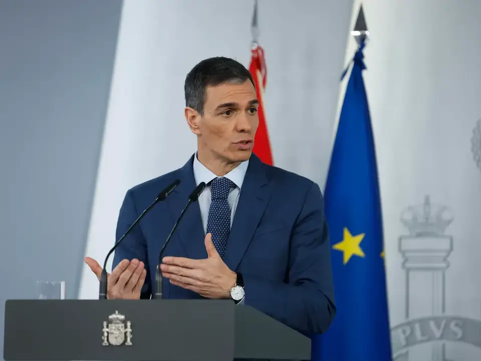 Pedro S&aacute;nchez, este viernes, durante su rueda de prensa.