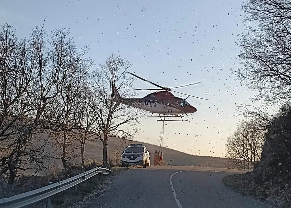 Numerosos medios terrestres y a&eacute;reos se han desplegado para el control del incendio. Foto: C&eacute;sar S&aacute;nchez