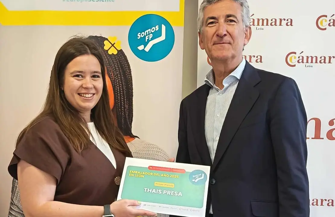La C&aacute;mara de Comercio de Le&oacute;n ha distinguido a Thais Presa como &ldquo;Embajadora del A&ntilde;o 2025&rdquo; de la red Somos FP en Le&oacute;n.