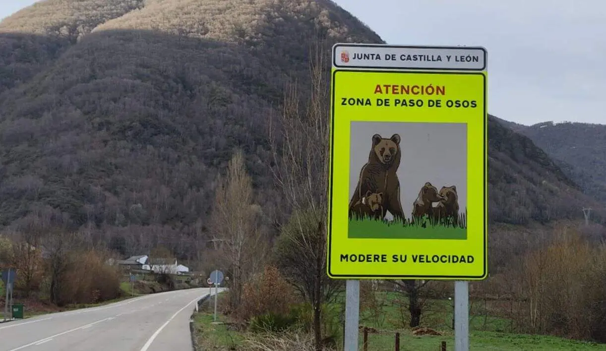 Se&ntilde;al de aviso por osos en Rabanal de Abajo (Le&oacute;n)