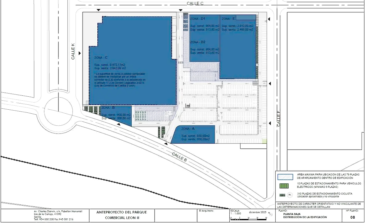 Imagen de las nuevas zonas comerciales definidas para el proyecto Bogaris en Villaobispo.