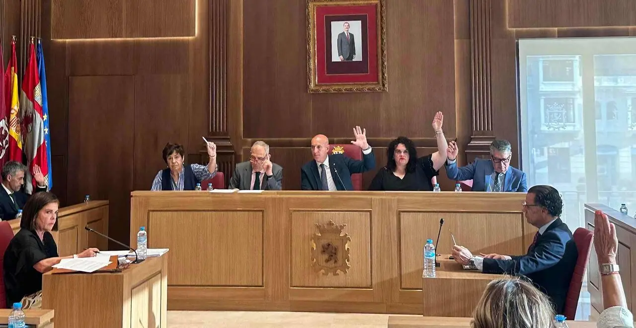 Un instante del pleno municipal celebrado este viernes en el Ayuntamiento de Le&oacute;n.