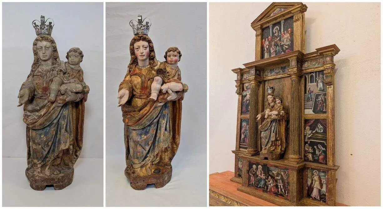 Concluye la restauraci&oacute;n del retablo lateral de la Virgen y el Ni&ntilde;o de la iglesia de Celada de Cea