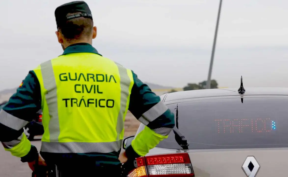 Efectivos de la Guardia Civil de Tr&aacute;fico durante un control.