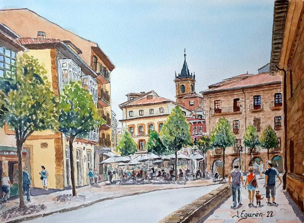 La plaza de Riego de Oviedo, una de las obras de Juan Eguren. Foto: Cedida.