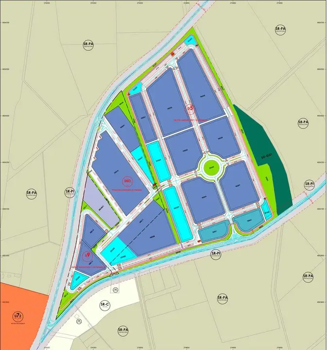 Imagen del plano de actuaci&oacute;n para la ampliaci&oacute;n del pol&iacute;gono industrial en Santa Mar&iacute;a del P&aacute;ramo.