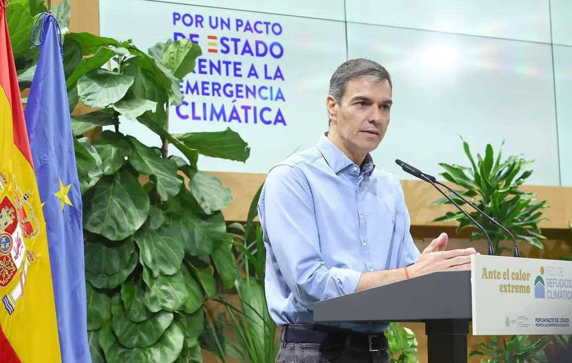 Pedro S&aacute;nchez, durante el anuncio de Zaragoza como nueva sede de la Agencia.