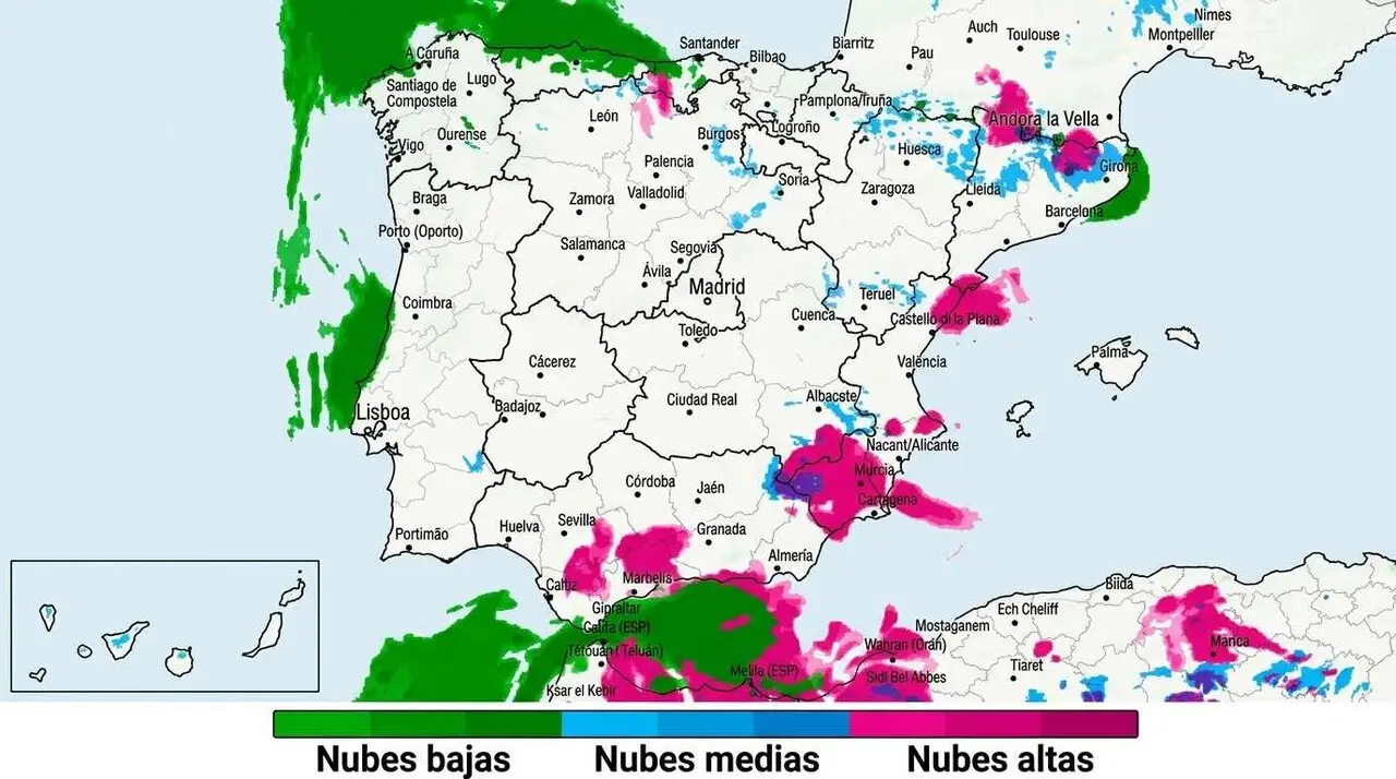 Mapa de nubes a la hora del eclipse.