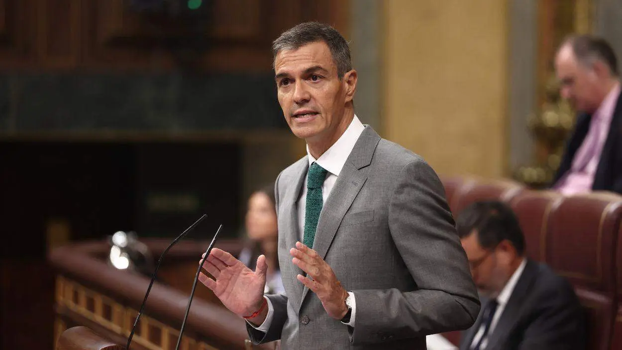 Pedro S&aacute;nchez, durante su intervenci&oacute;n.